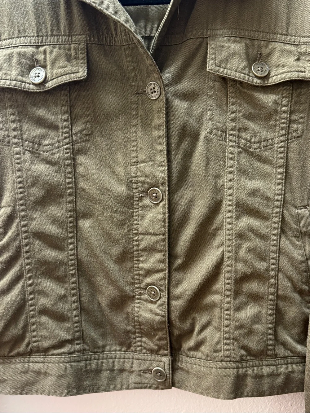 Lauren Ralph Lauren Women's Jacket Sz L Green Cotton Rayon Blend Utility Trucker - Picture 7 of 9